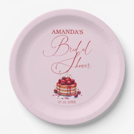 Elegante roze kers op top Vrijgezellenfeest Papieren Bordje (Voorkant)