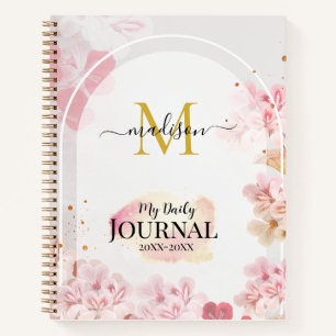 Elegante Roze Kersenbloesem Aquarel Bloem Notitieboek