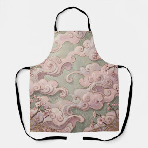 Elegante Roze Kersenbloesem Art Nouveau Krullen Schort