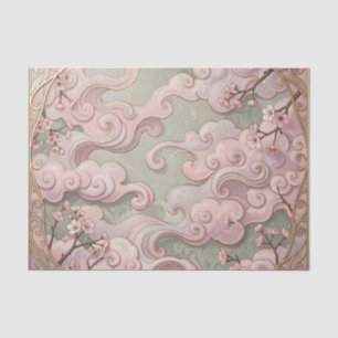 Elegante Roze Kersenbloesem Art Nouveau Krullen Tissuepapier