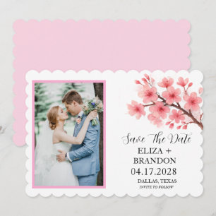 Elegante Roze Kersenbloesem Bloem Foto Save The Date
