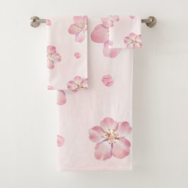 Elegante Roze Kersenbloesem Bloemen Bad Handdoek