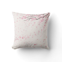 Elegante Roze Kersenbloesem Bloemengeworpen Kussen