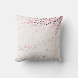Elegante Roze Kersenbloesem Bloemengeworpen Kussen