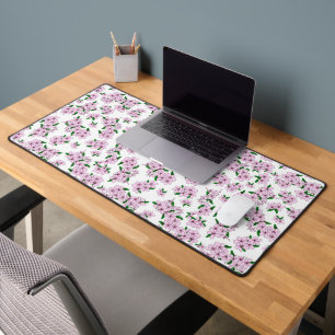 Elegante roze kersenbloesem bloemige waterverf bureaumat