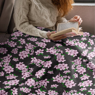 Elegante roze kersenbloesem bloemige waterverf fleece deken