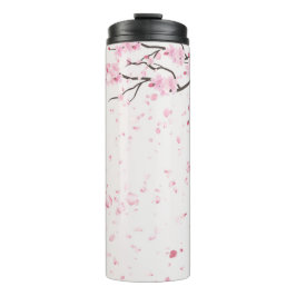 Elegante Roze Kersenbloesem Bloempatroon Thermisch Thermosbeker