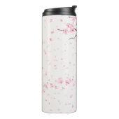 Elegante Roze Kersenbloesem Bloempatroon Thermisch Thermosbeker (Gedraaid links)