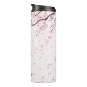Elegante Roze Kersenbloesem Bloempatroon Thermisch Thermosbeker (Geroteerd rechts)