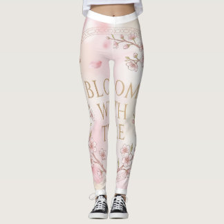 Elegante Roze Kersenbloesem Bloemrijke Yoga Leggin Leggings