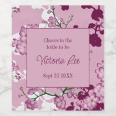 Elegante Roze Kersenbloesem Bruiloft Wijn Etiket (Enkel label)