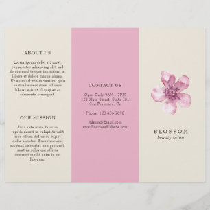 Elegante Roze Kersenbloesem Salon Trifold Brochure