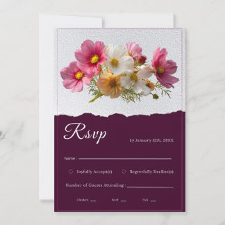 Elegante Roze Kersenbloesem Waterverf Gouden Bruil Kaart