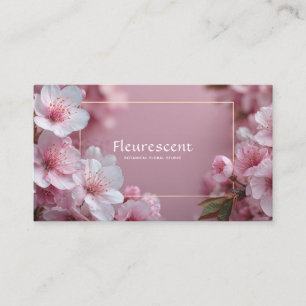 Elegante Roze Kersenbloesem Zachte Bloemige Gouden Visitekaartje