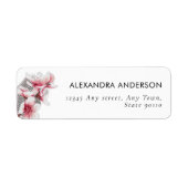 Elegante roze kersenbloesems Modern Minimal Etiket (Voorkant)
