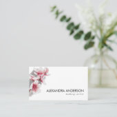 Elegante roze kersenbloesems Modern Minimal Visitekaartje (Staand voorkant)