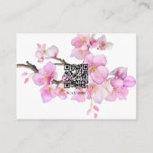 Elegante roze kersenbloesems QR bruiloft Informatiekaartje (Achterkant)