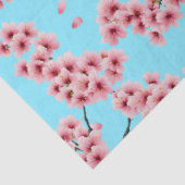 Elegante roze kersenbloesems Sky Blue Christmas Tissuepapier (Detail)