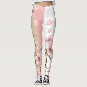 Elegante Roze Kersenbloesemtak Leggings