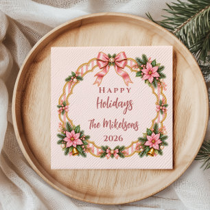 Elegante Roze Kerst Coquette Vakantie Servet