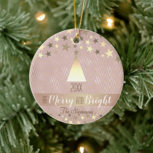 Elegante Roze Kerst Keramisch Ornament (Boom)
