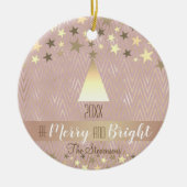 Elegante Roze Kerst Keramisch Ornament (Voorkant)