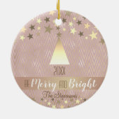 Elegante Roze Kerst Keramisch Ornament (Achterkant)