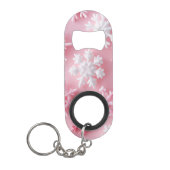 Elegante roze kerst sneeuwvlok mini flessenopener (Voorkant)