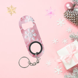 Elegante roze kerst sneeuwvlok mini flessenopener
