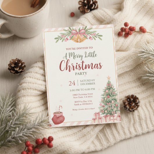 Elegante Roze Kerstbellen Uitnodiging