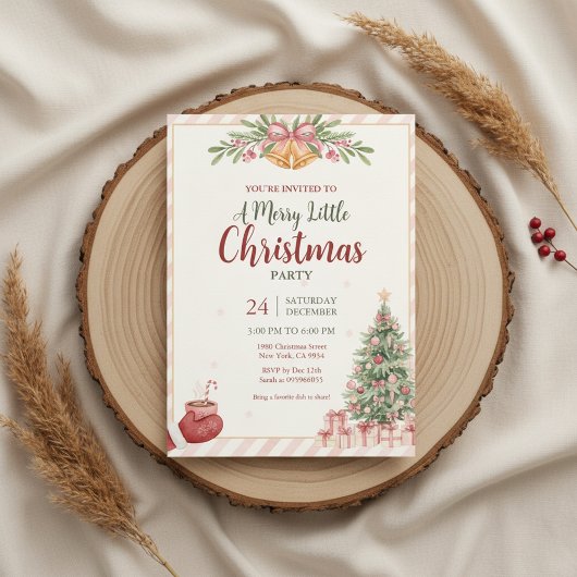 Elegante Roze Kerstbellen Uitnodiging