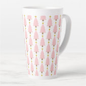 Elegante roze kerstbomen bos, gouden sterren latte mok (Rechterhoek)