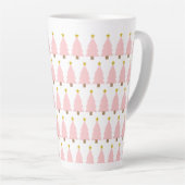 Elegante roze kerstbomen lijn, gouden sterren latte mok (Rechterhoek)