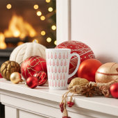 Elegante roze kerstbomen lijnen, gouden sterren latte mok