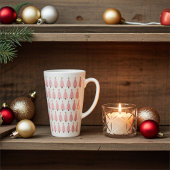 Elegante roze kerstbomen lijnen, gouden sterren latte mok