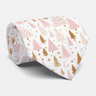 Elegante Roze Kerstbomen Patroon Stropdas
