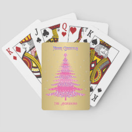 Elegante Roze Kerstboom Douanenaam Gouden folie Pokerkaarten