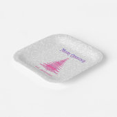 Elegante Roze Kerstboom Douanenaam Papieren Bordje (Gebogen)