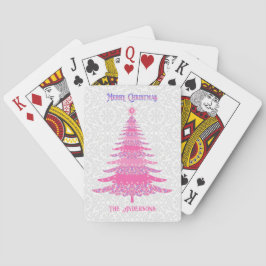 Elegante Roze Kerstboom Douanenaam Pokerkaarten