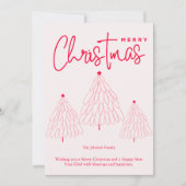 Elegante roze kerstboom feestdagenkaart (Voorkant)