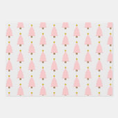 Elegante roze kerstboom & gouden ster patroon inpakpapier vel (Voorkant)