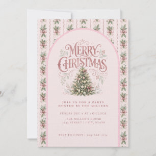 Elegante roze kerstboom kaart