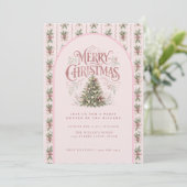 Elegante roze kerstboom kaart (Staand voorkant)