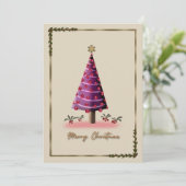 Elegante roze kerstboom Kaart - Uniek feestelijk (Staand voorkant)