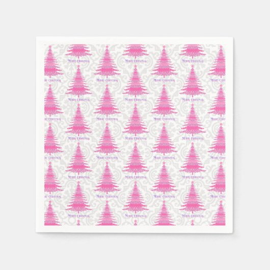 Elegante roze kerstboom servet (Voorkant)