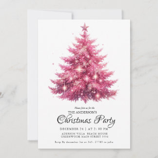 Elegante Roze Kerstboom Winter Kaart