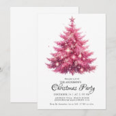 Elegante Roze Kerstboom Winter Kaart (Voorkant / Achterkant)
