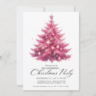 Elegante Roze Kerstboom Winter Kaart