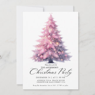 Elegante Roze Kerstboom Winter Kaart
