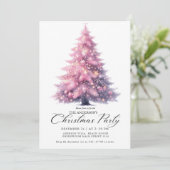 Elegante Roze Kerstboom Winter Kaart (Staand voorkant)